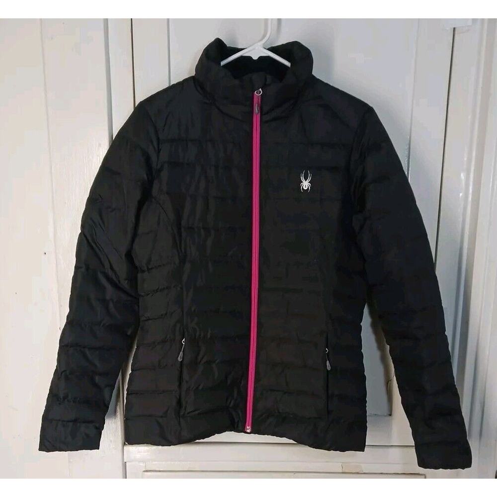 Spyder Down Puffer Jacket PRYMO 550 Fill Insulator Women's Size M Black Pink
